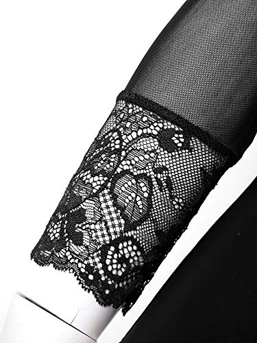 inhzoy Womens Mesh Splice Ballet Dance Athletic Gymnastics Leotard Unitard Performance Bodysuit Jumpsuit Catsuit Black XL