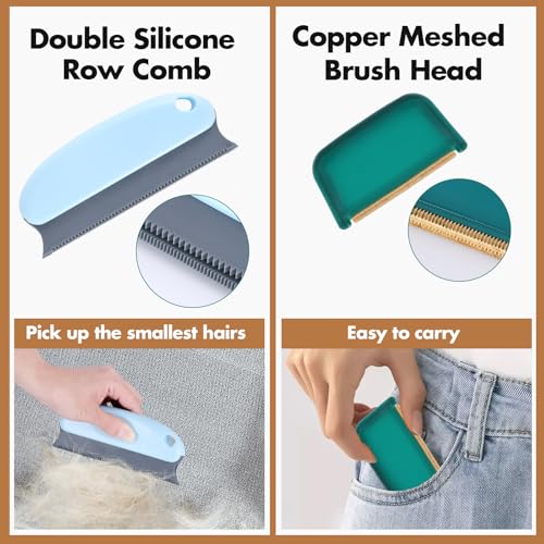 Image of 4Pack Pet Hair Remover Dog Cat Hair Remover Stainless Steel Lint Carpet Remover Shaver Portable Fabric Shaver for Furniture Tool for Car Mats, Couch, Pet Bed