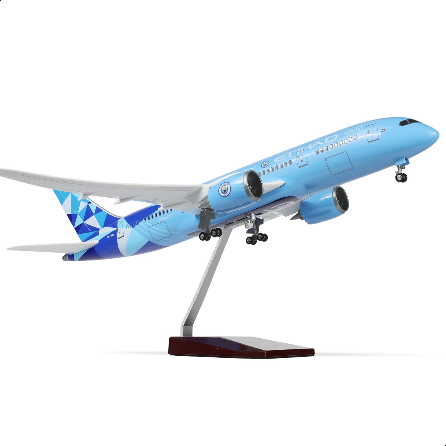 QIYUMOKE 1/130 Etihad 787 aircraft model with stand (43 cm long) for Boeing 787, resin aircraft model for adults, souvenir gift for aviation enthusiasts, decoration for home or office โ image 1