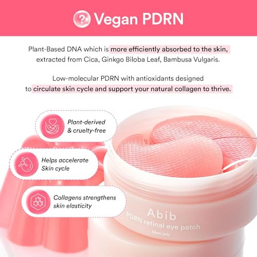 abib pdrn retinal eye patch hydrogel masks for dark circles puffiness fine lines 60 patches 84g with niacinamide k-beauty skincare