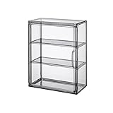 BOHOIDEE 3 Tiers Acrylic Display Case with 2 Division Boards, Acrylic Storage Organizers Box with Magnetic Door, Wall-Mounted Dustproof Showcase for Makeups, Purses, Figure