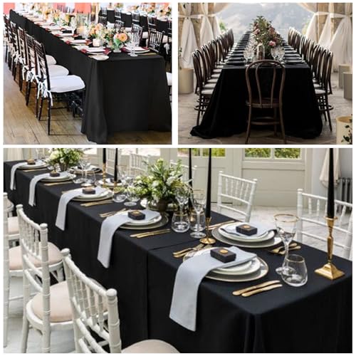 8 Pack Black Tablecloth 60 x 102 Inch Polyester Table Cloth for 6 Foot Rectangle Tables, Wrinkle Resistant Washable Decorative Fabric Table Covers for Wedding Party Banquet Buffet and Camping - image 7