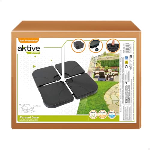 Soporte parasol rellenable cuadrado AKTIVE Garden de 4 piezas para base de sombrilla 7