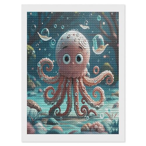 Kits de pinturas de diamantes de pulpo para adultos, manualidades DIY con strass redondo