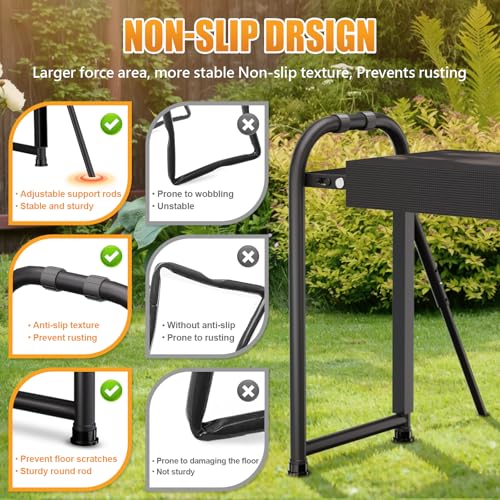 Image of seasky Foldable Garden Kneeler and Seat, Anti-Tipping Gardening Bench Widened Thick Soft Kneeling Pad, Heavy Duty Gardening Stool with Tool Bag,Gardening Gift for Women