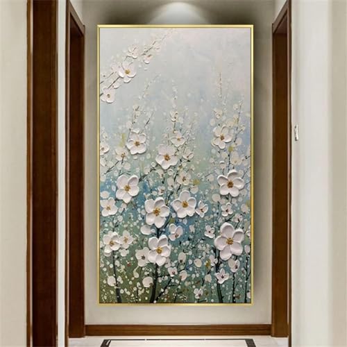 Toile murart fleurs colorées 80x160cm grand format avec cadre pour décoration de salon