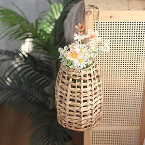 Woven Water Hyacinth Hanging Basket Door Hanging Basket Wall for Home Garden Farmhouse Water Hyacinth