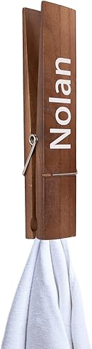 Miniatura 7 de Ganchos grandes de madera personalizados con nombre grabado personalizado de 12 pulgadas, clips para la ropa, toallero, decoración de pared de baño