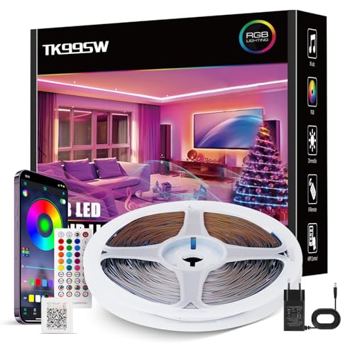 Tiras LED 20 metros, Luces RGB Con App Control Y Ir Control Remoto 40 Teclas, Bluetooth Sincronización Musical, Para Uso Como Dormitorio/Salón/Cocina/Fiest Decorativas