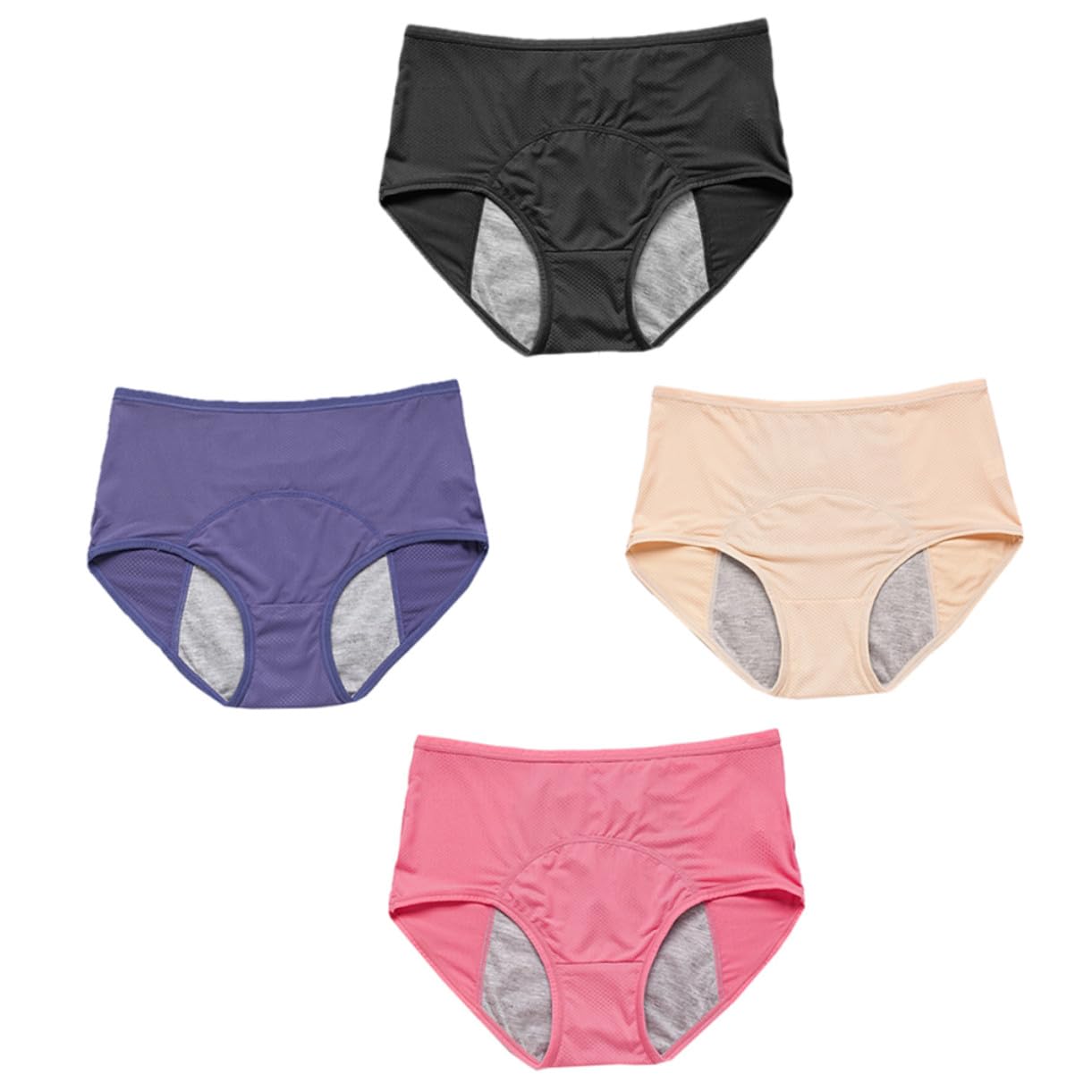 Culottes Menstruelles Femme Anti-Fuite 4 Pièces, Nylon, L-3xl