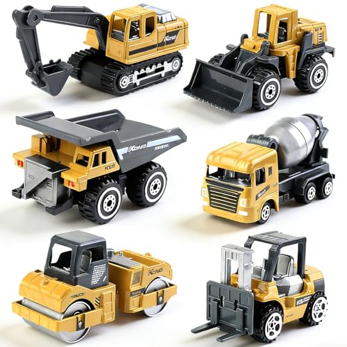 YskerrigToy Vehicules de Chantier, Camions de Chantier, 6 pcs - Jouet Camion Voiture Véhicule de Construction - Anniversaire Cadeau de Construction