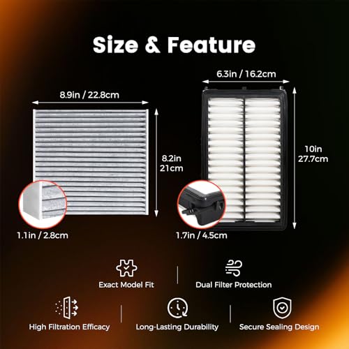 Image of 28113-L1000 97133-L1000 Engine & Cabin Air Filter Fit for 2021-2024 Hyundai Elantra 2.0L 2024-2025 Hyundai Kona 1.6L 2.0L Santa Fe Kia Sorento Sportage Replaces 97133-N9100 28113-N9000