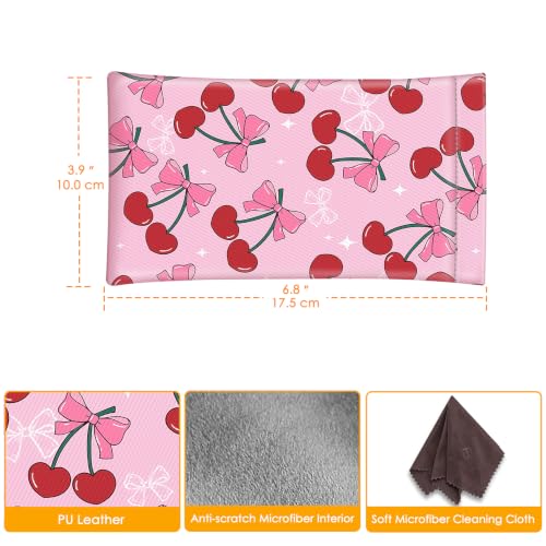 Image of FINTIE Soft Eyeglasses Case with Cleaning Cloth, Portable Squeeze Top Vegan Leather Glasses Pouch, Sunglasses Eyewear Bag