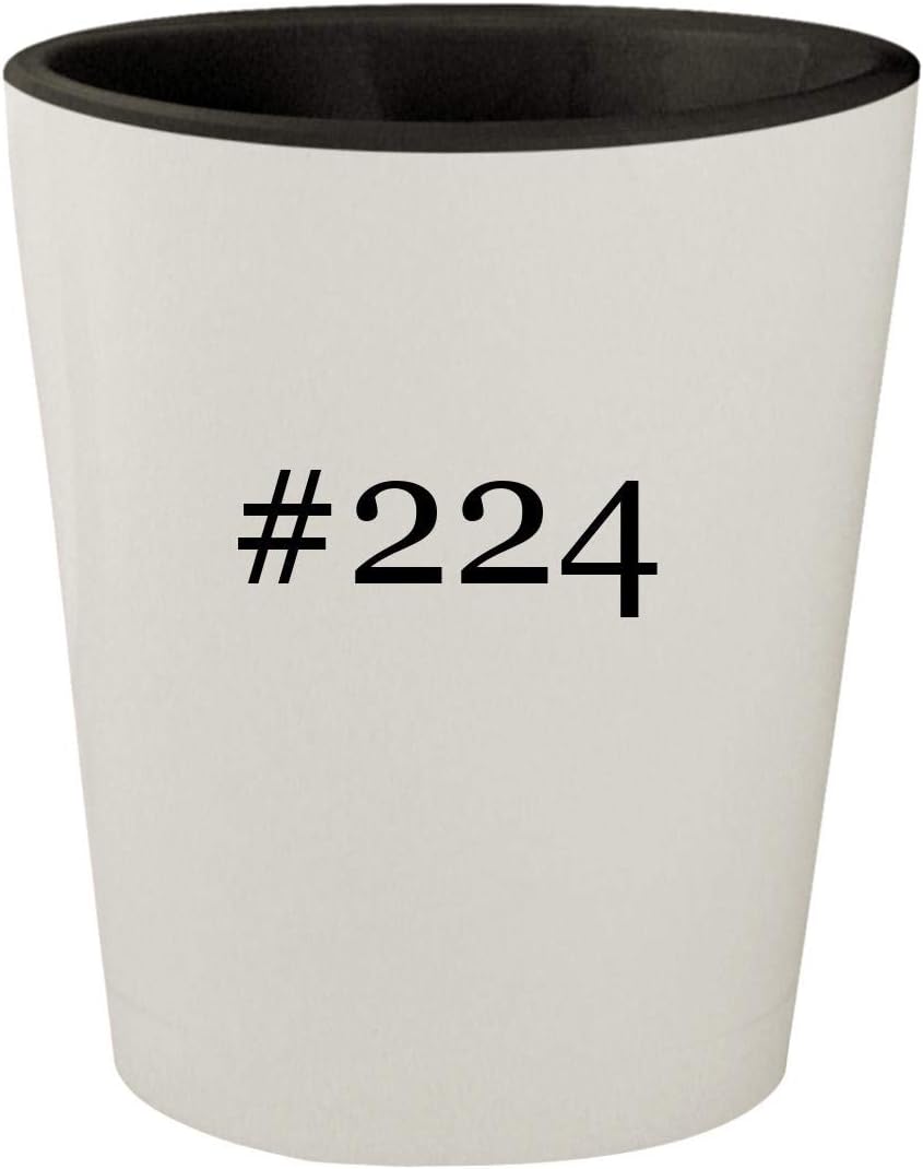 #224 - White Outer & Black Inner Hashtag Ceramic 1.5oz Shot Glass