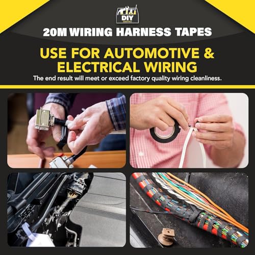 Image of kongchan 2 Rolls of Wiring Harness Tape, Adhesive Resistance Heat-Proof Chemical Fiber Fabric Electrical Tape for Automotive Electrical Wrap Protection Insulation Cable Fixed(3 /4 Inch x 66 FT)
