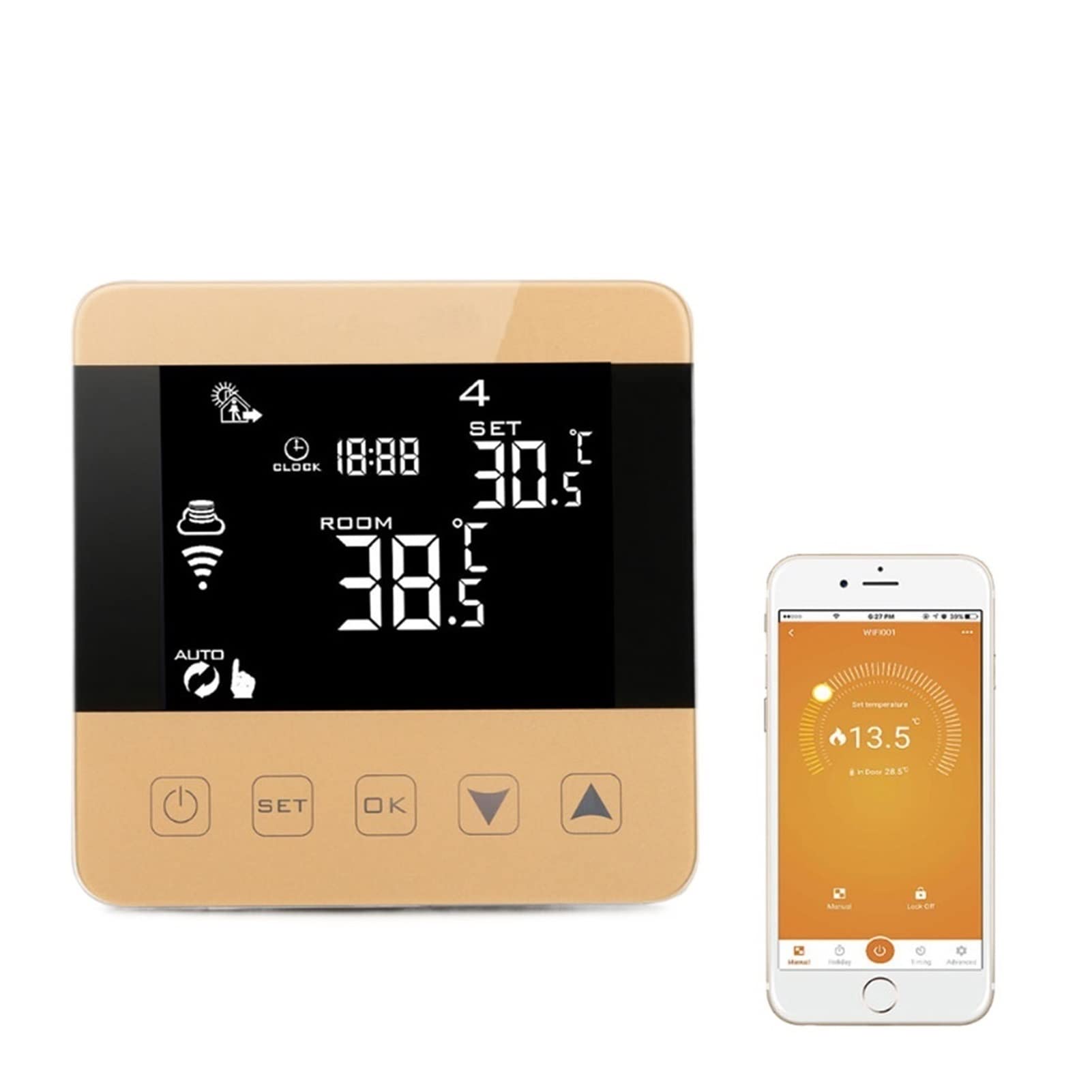 Termometro da interno igrometro digitale Termostato WiFi Smart Home Casa Tuya Termostato Smart Air Conditioner Controller WiFi termostato termostato digitale Con display LCD(Noir)
