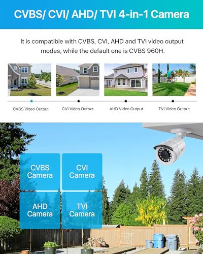 Image of ZOSI 2MP 1080p HD Security Camera Outdoor, Hybrid 4-in-1 CVI /TVI /AHD /CVBS | 1920TVI Surveillance CCTV Bullet Camera, 24PCS LEDs, 80ft IR Night Vision, 90 View Angle, Weatherproof Design