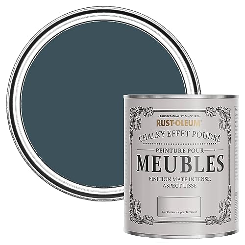 Rust-Oleum Peinture Bleue pour Meubles Chalky, Mat Effet Poudré - Bleu du Soir 750ml