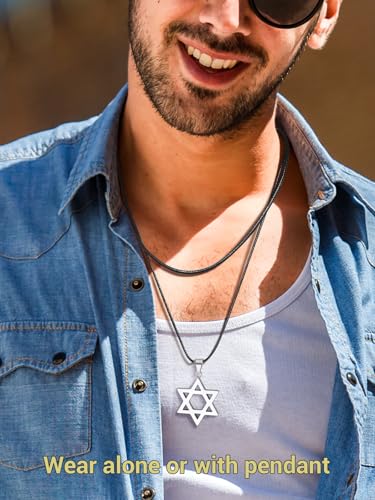 Leather Necklace Cord with Stainless Steel Clasp, Black/Brown Color Waterproof Wax Rope Chain 2mm 3mm Wide Braided Cord String Necklaces for Men Women 16"-30"2