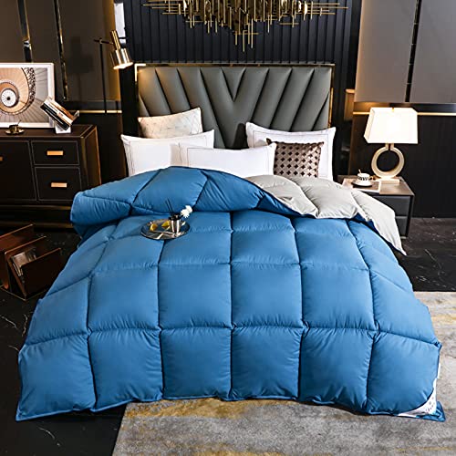 LZstrong Couette Duvet d'oie Et Plumes, 95% De Duvet d'oie Blanche Haute Pureté, Housse en Coton Haute Densité, Couette Anti-poussière Anti-Allergique Et Anti-Rides (Blue,220 * 240cm 4kg)