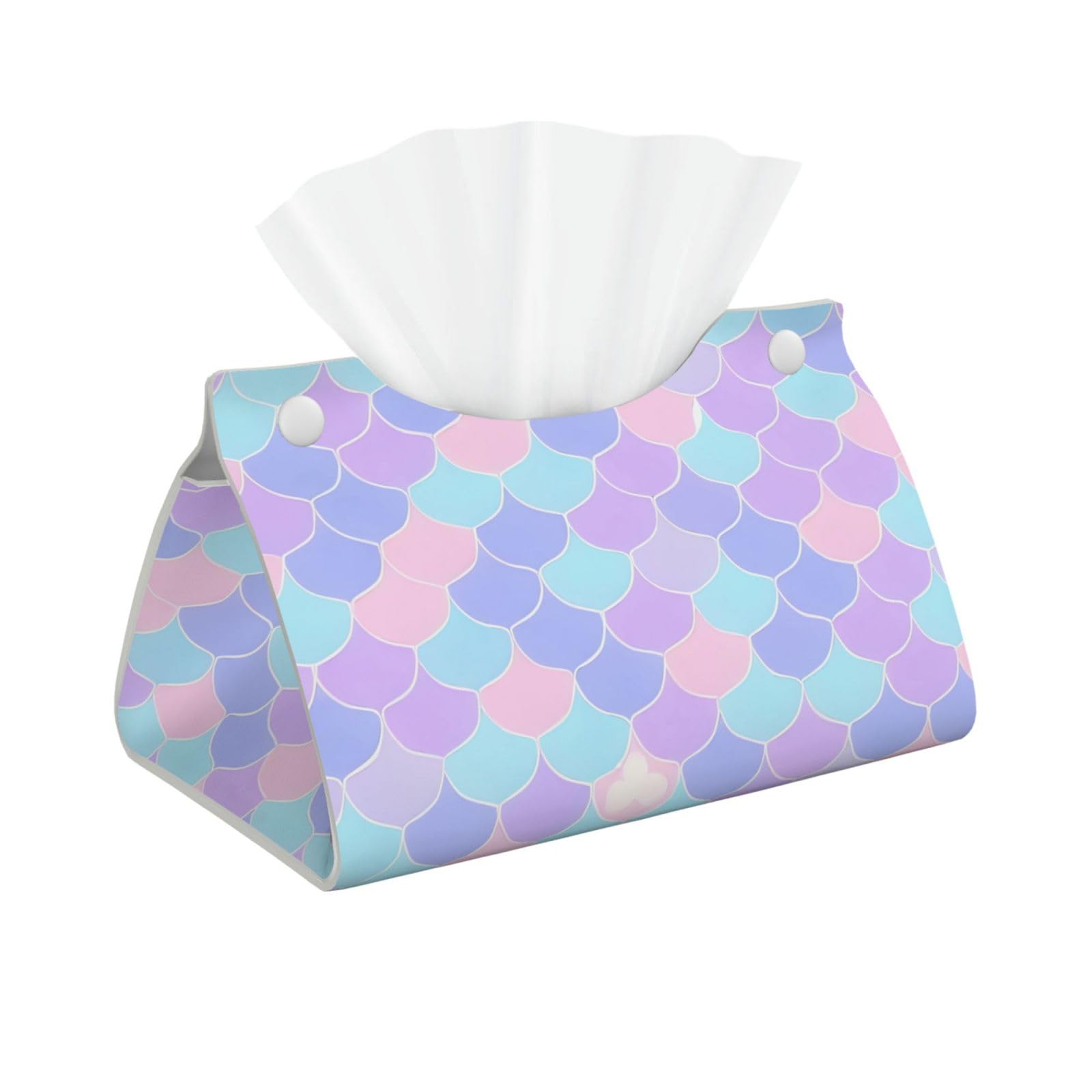 Mermaid tattoo Long Leather Tissue Box Cover-Waterproof PU Leather Tissue Holder for Bathroom, Decorative Rectangular Tissue Case