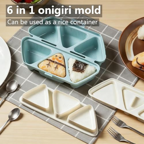 6 in 1 Onigiri Mold, 6 in One Onigiri Mold, Triangle Rice Ball Molds, Quick to Make and Easy to Store Carry and Clean Can Be Used as a Rice Container For Seaweed Rices Balls Sushi Musubi (Blue) by BIXMK - Image 3