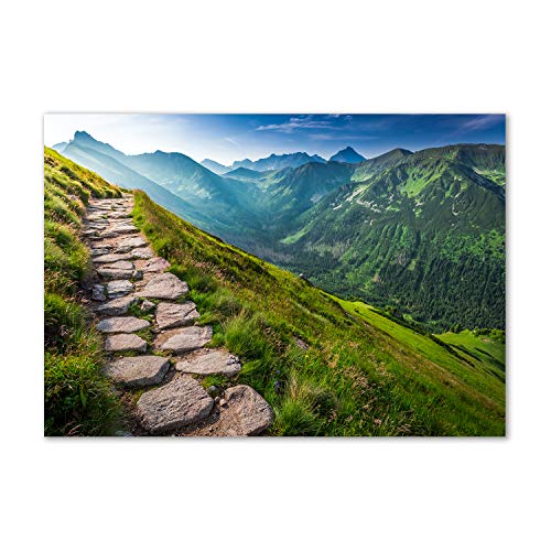Toile paysage vert chemin des Tatras 100x70 cm pour sublimer votre salon moderne