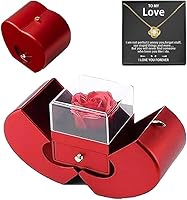 Vista 8 de Chirsfairy Collar de oro blanco con rosa preservada real, To My Love, regalos para ella, collar de cristal de flor eterna hecho a mano, con bolsas