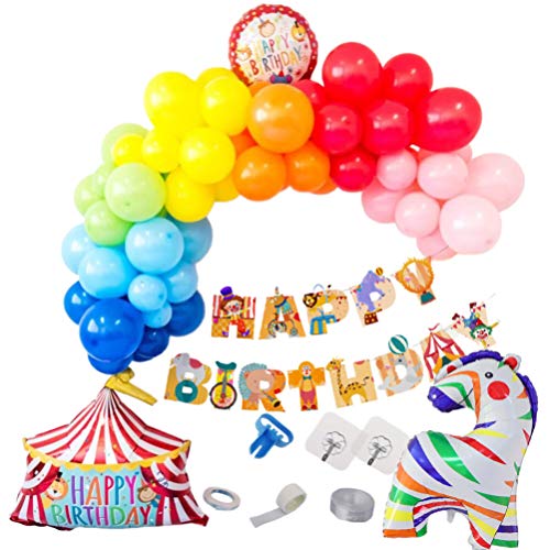 PRETYZOOM Globos de Fiesta de Circo Decoración de Globos de Carnaval Caballo Animal Y Carpa de Circo Banner de Feliz Cumpleaños para Decoración de Festival de Carnaval de Circo