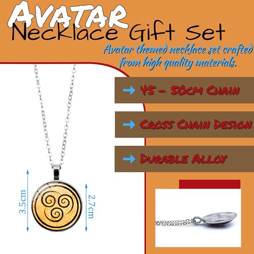 Necklace Gift Set - Complete Set of Four Elements Necklace Chains - Airbender Jewelry Avatar Merch3