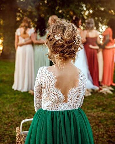 Image of Topmaker Flower Girl Dress for Toddler Baby Girls,Lace Tulle Dress for Wedding,Birthday Party,Photoshoot,Special Occasion