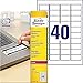 Produktbild AVERY Zweckform L6145-20 Abziehsichere Folienetiketten (45,7x25,4 mm auf DIN A4, extrem stark selbstklebend, manipulationssicher, bedruckbare Klebefolie) 800 Aufkleber auf 20 Blatt weiß