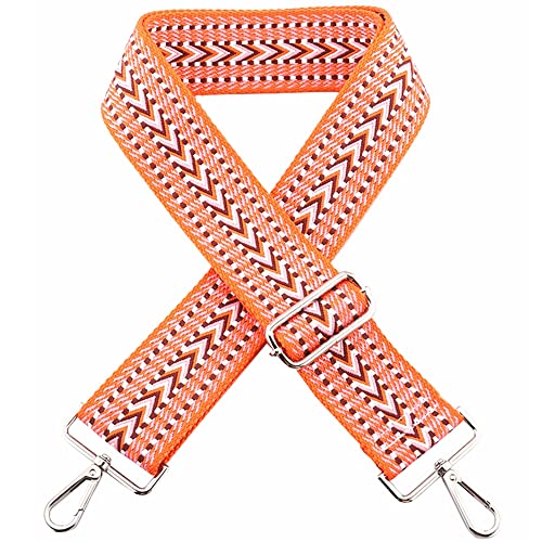 Kiwochy Taschengurt Schulterriemen Breiter Schultergurt Rot Orange Handtaschen Schulterriemen Canva Riemen Breite 2 Zoll längenverstellbarer 29,5-57 Zoll Karabiner in Silber für Taschen Handtaschen