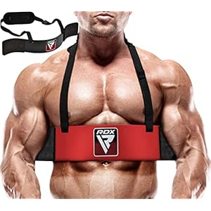 RDX Arm Blaster Biceps Triceps, 23” Aluminum Fitness Curl Support Isolator, Weightlifting Muscle Gains Big Arms Extension Builder, Adjustable 42” Strap, 6MM Neck Pad, Curved Design, Thick Padding