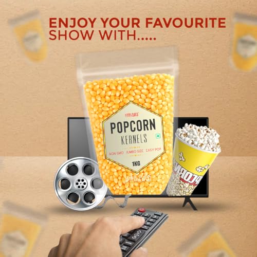 Image of HARIBAS Popcorn Kernels 1kg | Raw Maize for Popcorn | Butterfly Corn High Expansion | Ready to Cook Snack | Homemade Healthy Popcorn | Non-GMO