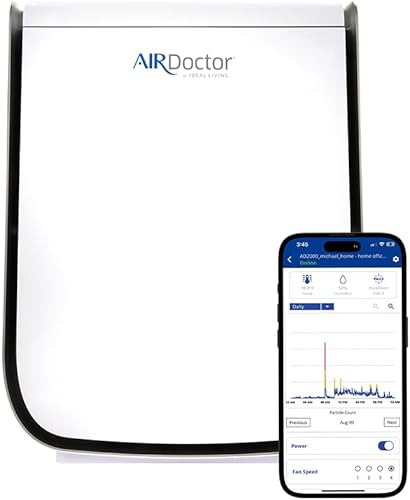 AIRDOCTOR Purificadores de aire SMART 2000i para habitaciones pequeñas y dormitorios medianospequeños, filtración de 3 etapas con prefiltro,