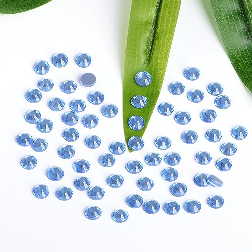 Image of Bymitel Hotfix Crystal Rhinestones Round Gems Iron on DIY Jewelry Making Flat Back for Crafts, Lt. Sapphire, 2mm(SS6 /2880pcs)