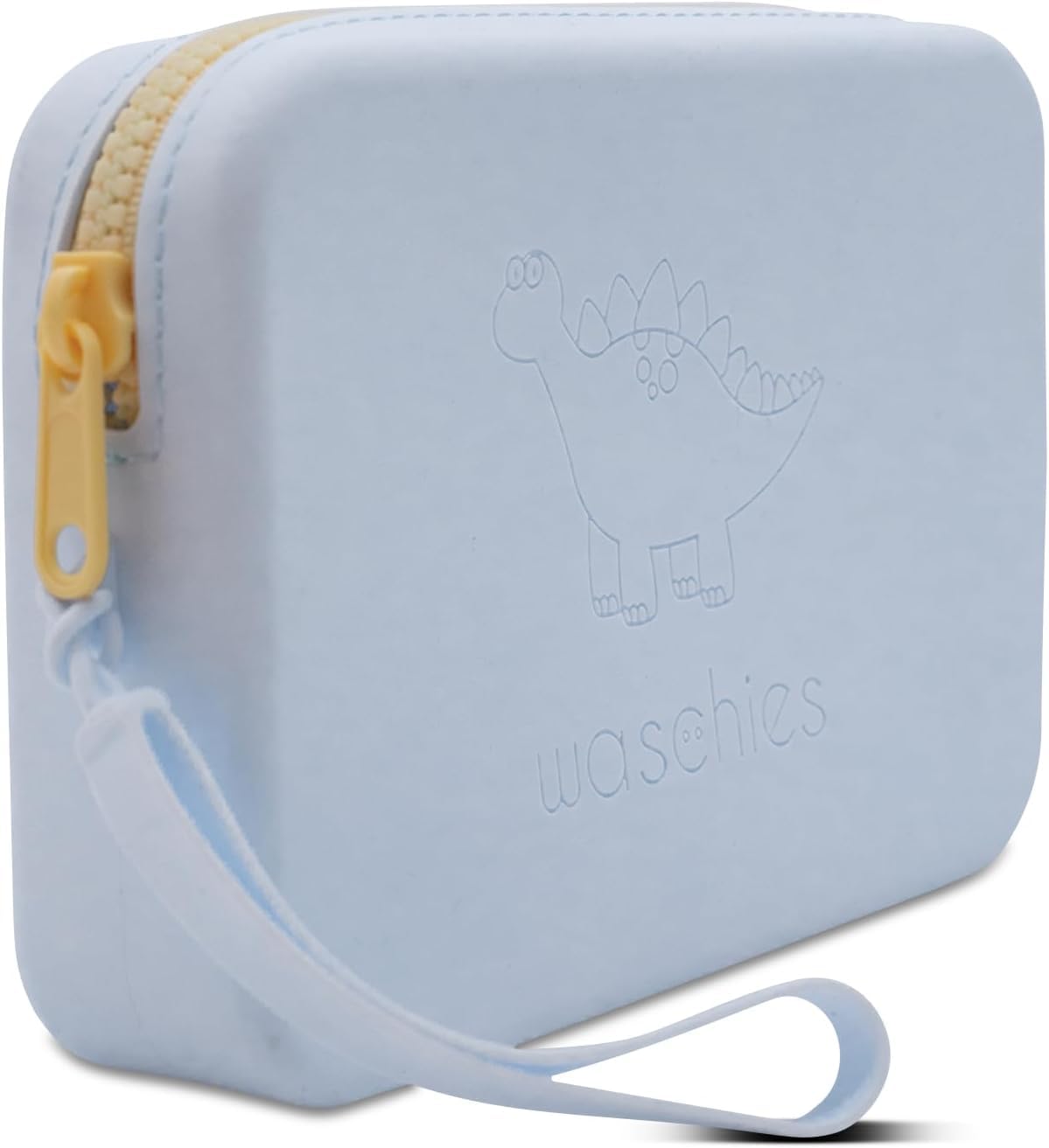 waschies Travel Bag, Cosmetic Bag Made of Soft Elastic Silicone with Zip, Storage for 3 Make-Up / Wash Pads, Cosmetics, Hygienic Items, Toiletry Bag for Our Way, Pastel blue, 19 x 12,5 x 4 cm, - Image 2