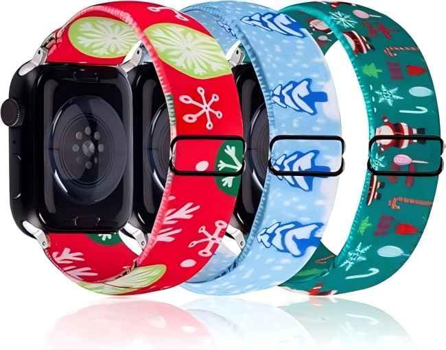 Dsytom 3 Pack Elastic Nylon Band Compatible for Apple Watch Bands Women Men