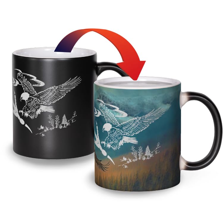 The Mug ExperienceEagle Ceramic Matte Color Changing Mug, 12 oz, Kitchen Accessories