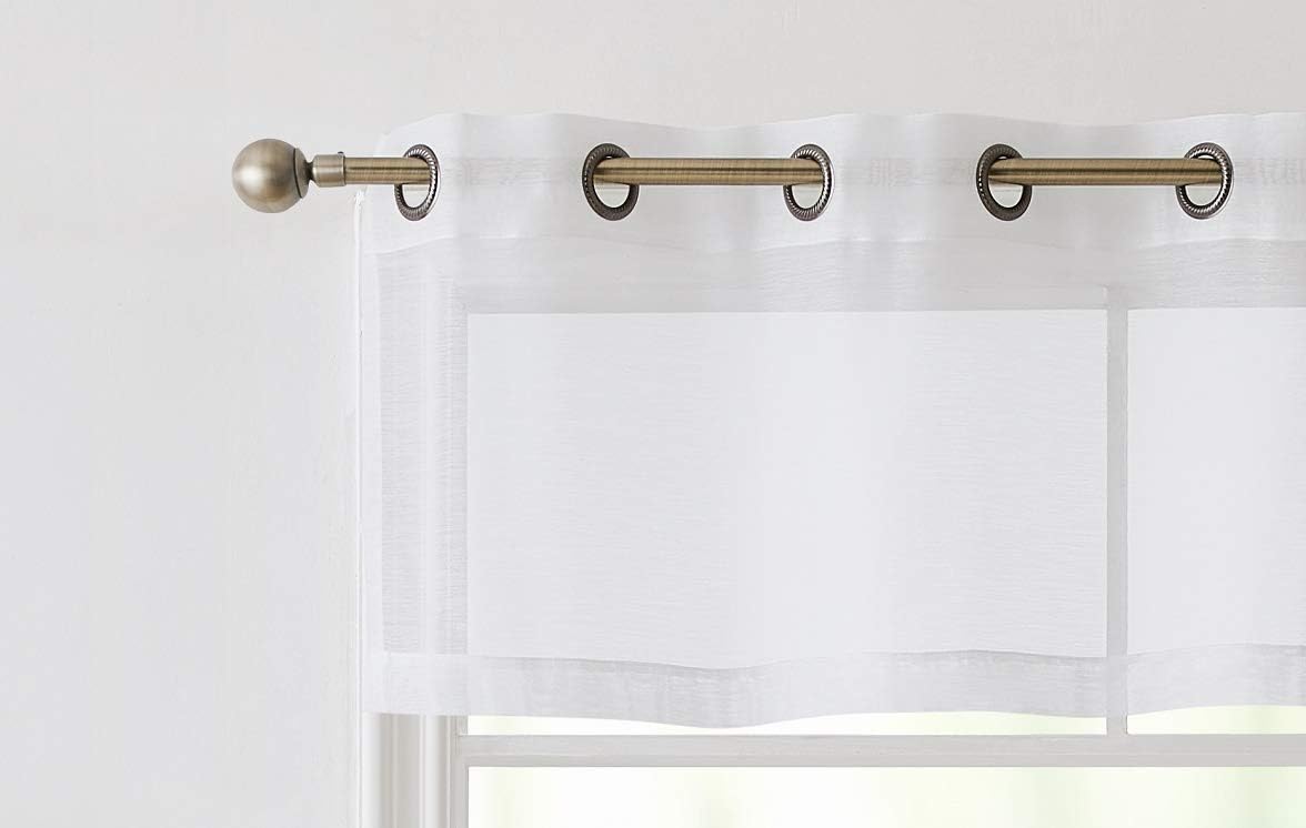 HLC.ME 2 Piece Premium Sheer Voile Window Grommet Short Curtain Valance for Bathroom & Kitchen - 54 W x 18 L inch Long - White