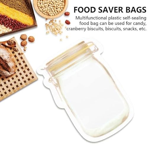 Exogio 100Pcs Reusable Bags Jar Bags Reusable Zipper Bags Airtight Seal Leak-Proof Portable Storage Pouch For Food Nuts Kitchen Organizer For Travel Picnic Camping Kids #TOP3
