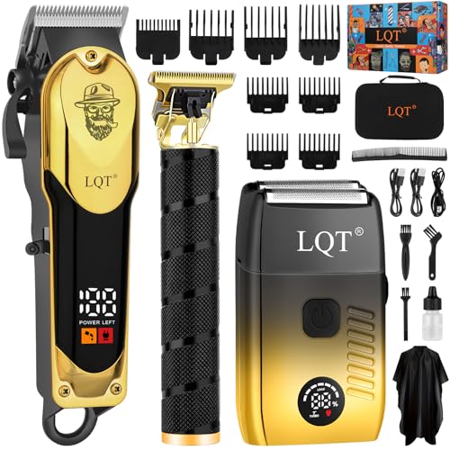 LQT 3-in-1 Barber Kit, Professional Hair Clipper, T-Blade Trimmer & Foil Shaver Set, Long-Lasting...