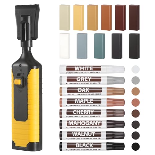 Kit Reparación Suelo Laminado, Masilla Madera de Cera Dura de 11 Colores, Reparador Arañazos Parquet con Bolígrafo de Reparación de 8, Masilla Reparadora Madera de Muebles de Pisos Laminados de Vinilo