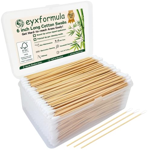 Eyxformula 6 Inch Long Cotton Swabs FSC Certified Bamboo Sticks 500 PCS