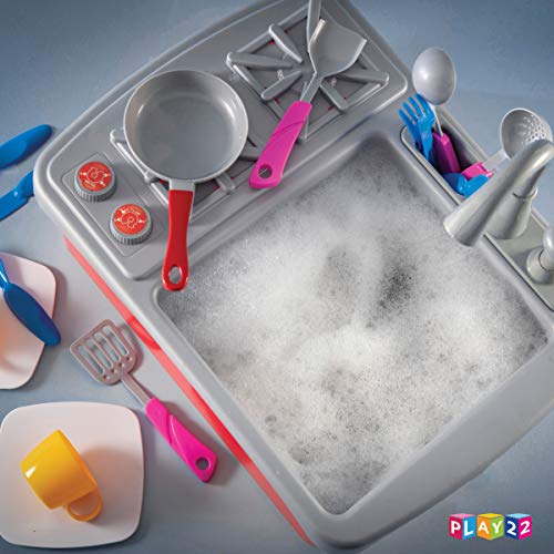 image for Play22 17 Pc Kids Play Sink with Running Water - Kitchen Sink Toy - To