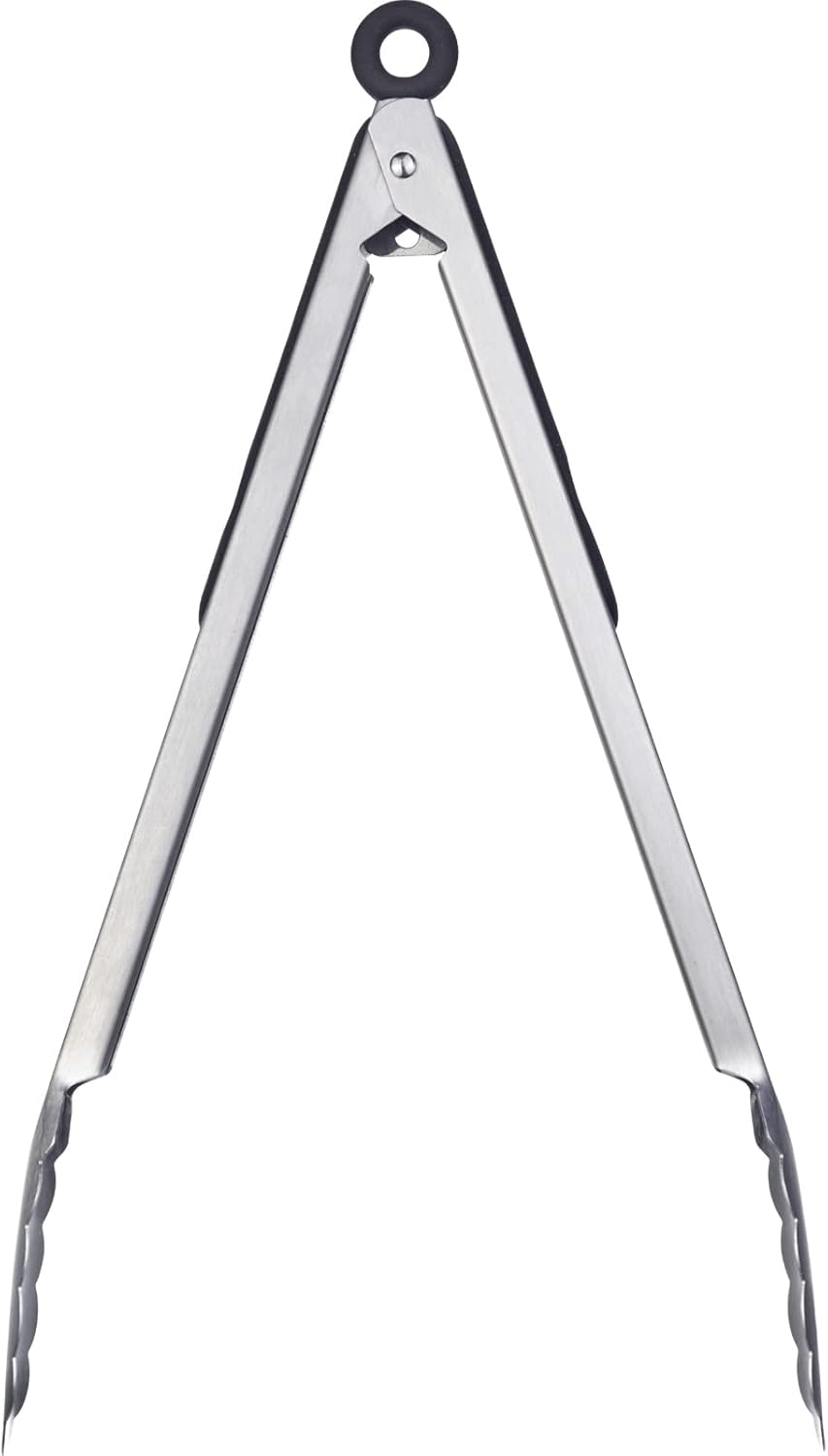 Westmark 2 Grilling/Serving Tongs with Stainless Steel Handles and Rubberized Handles, Length: 35 cm, Stainless Steel/Plastic, Classic Spezial Maxi, Silver/Black, 162522E3
