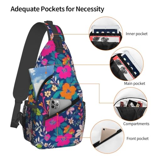 Mochila sling floral urbana para mujer y hombre miniatura 4