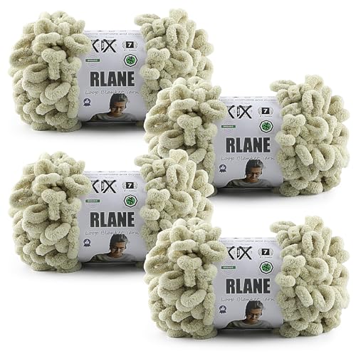 Image of Loop Yarn for Finger Knitting Soft - Chunky Yarn for Hand Knitting - 4 Pack of 180 G /6.4 Oz - #7 Jumbo - 18 Yards - Chenille Blanket Yarn for Crocheting Blankets Amigurumi (4, Almond)