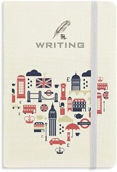 Amazon 愛心臓ロンドンブリッジイギリスビッグベン ロンドンアイイラストパターン ノートブッククラシックジャーナル日記a 5を書く 日記帳 文房具 オフィス用品